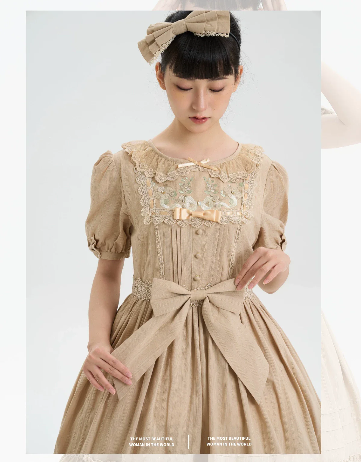 Maiden Nelly - Classic Lolita OP Dress, Embroidered Flowers - Image 20