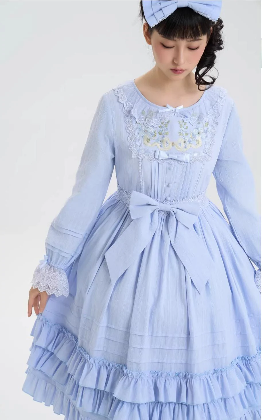 Maiden Nelly - Classic Lolita OP Dress, Embroidered Flowers - Image 22