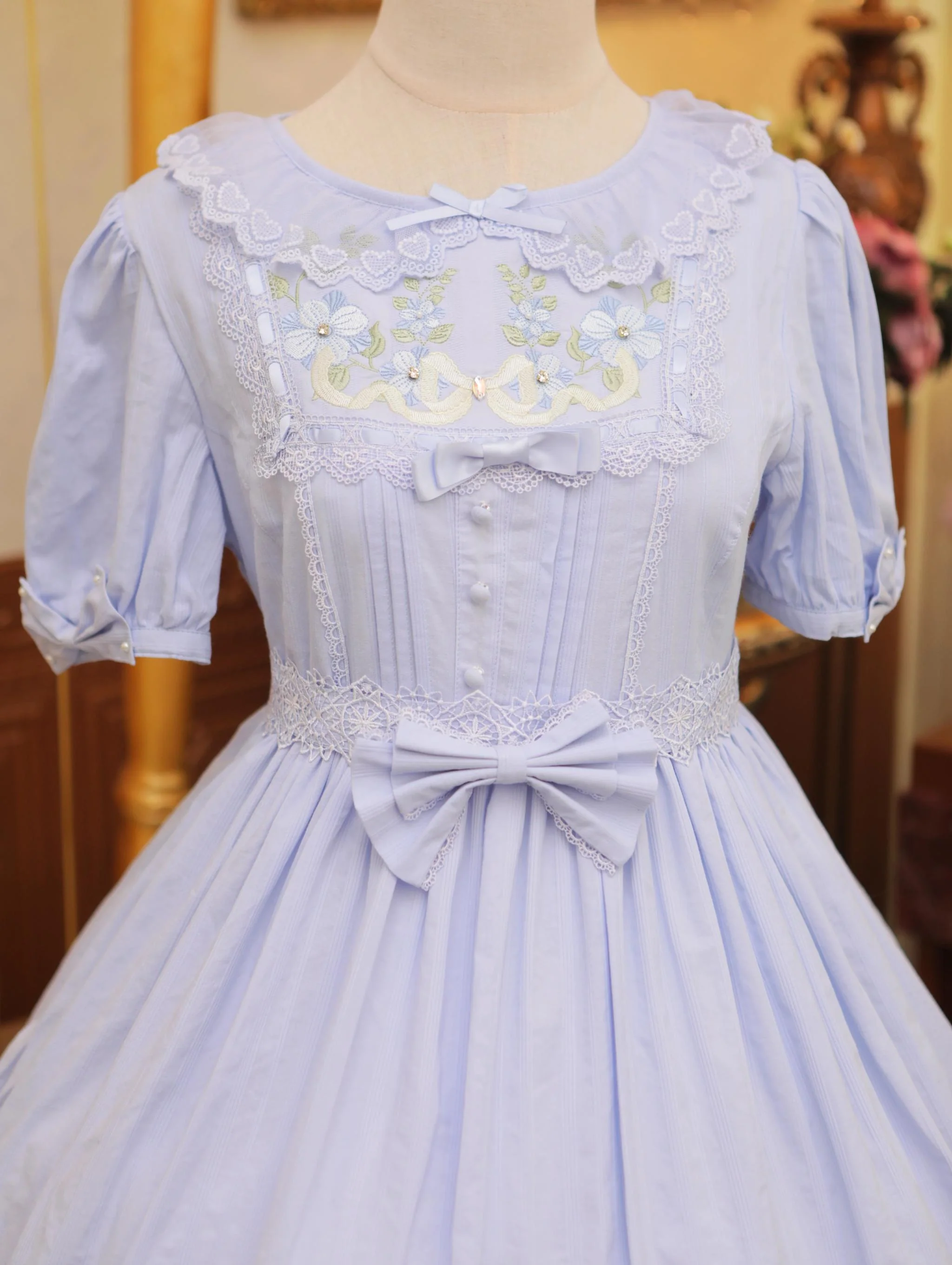 Maiden Nelly - Classic Lolita OP Dress, Embroidered Flowers - Image 24