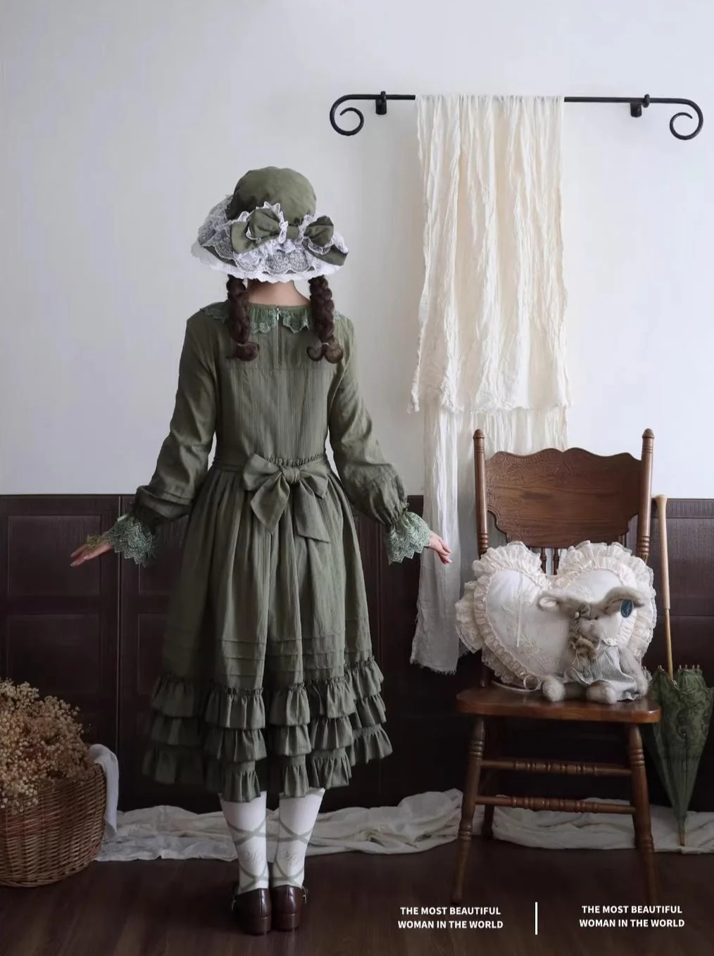 Maiden Nelly - Classic Lolita OP Dress, Embroidered Flowers - Image 7