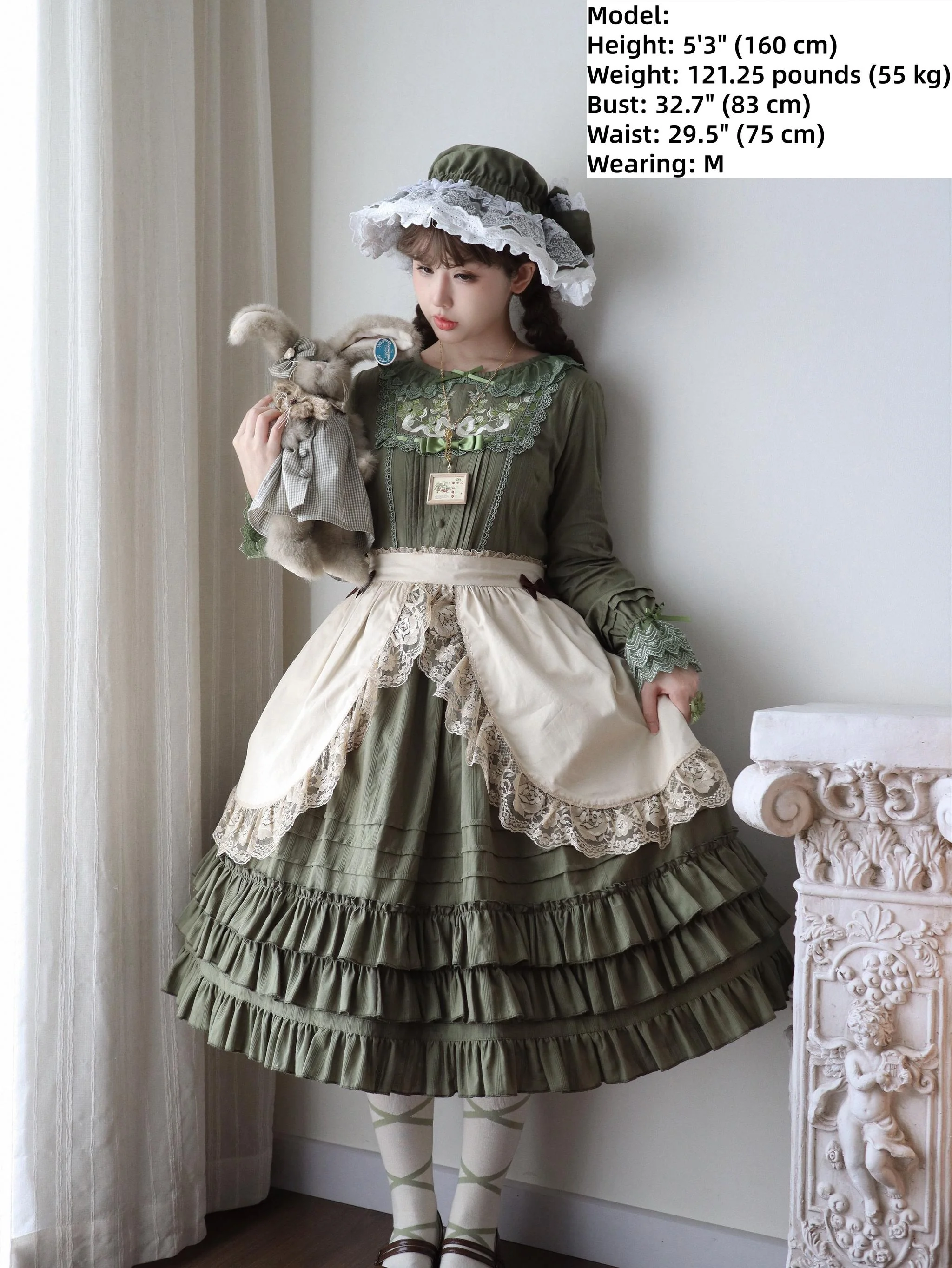 Maiden Nelly - Classic Lolita OP Dress, Embroidered Flowers - Image 9