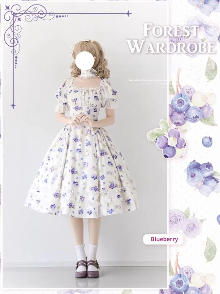 Forest Basket - Classic Lolita OP Dress Floral Print - Image 15