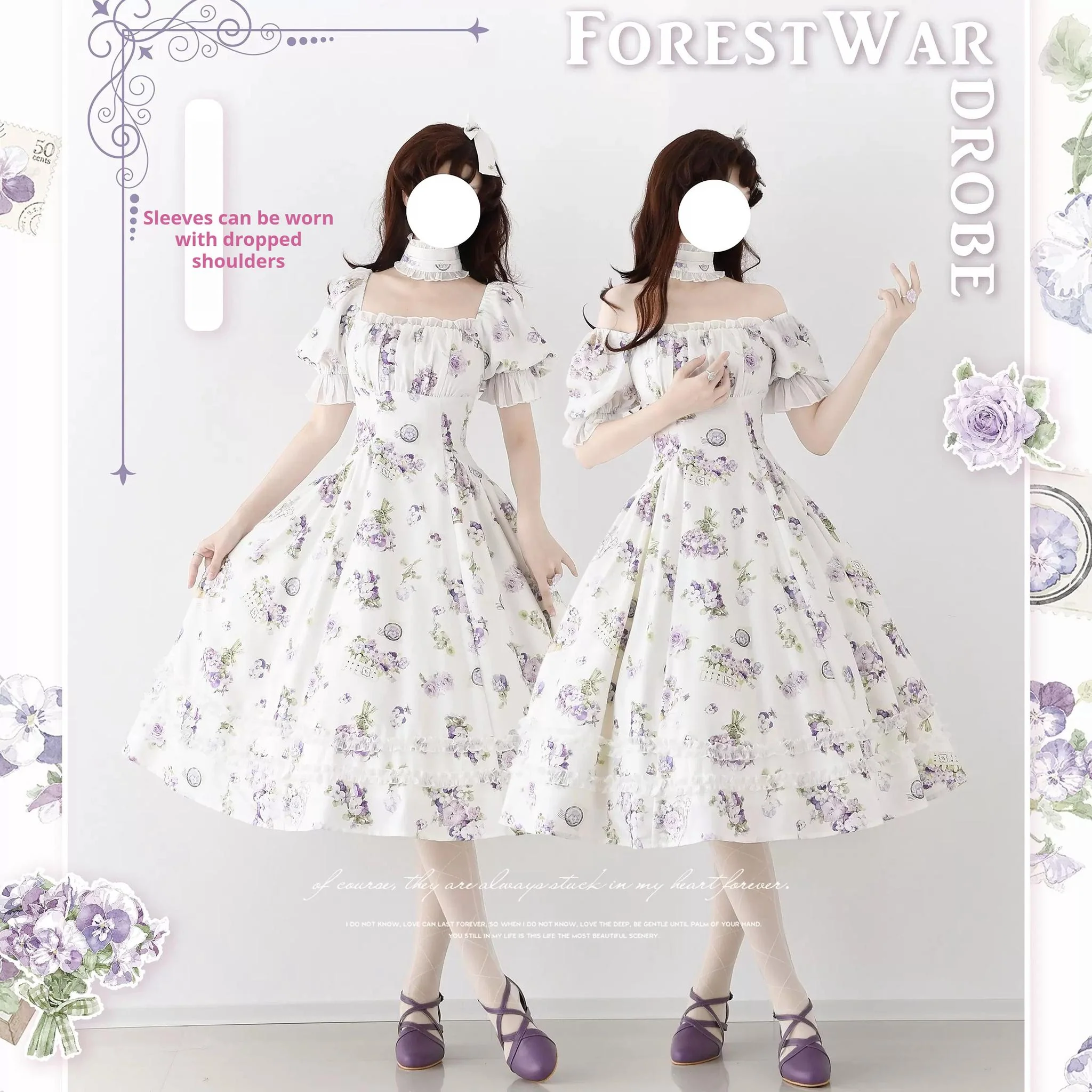 Forest Basket - Classic Lolita OP Dress Floral Print - Image 17