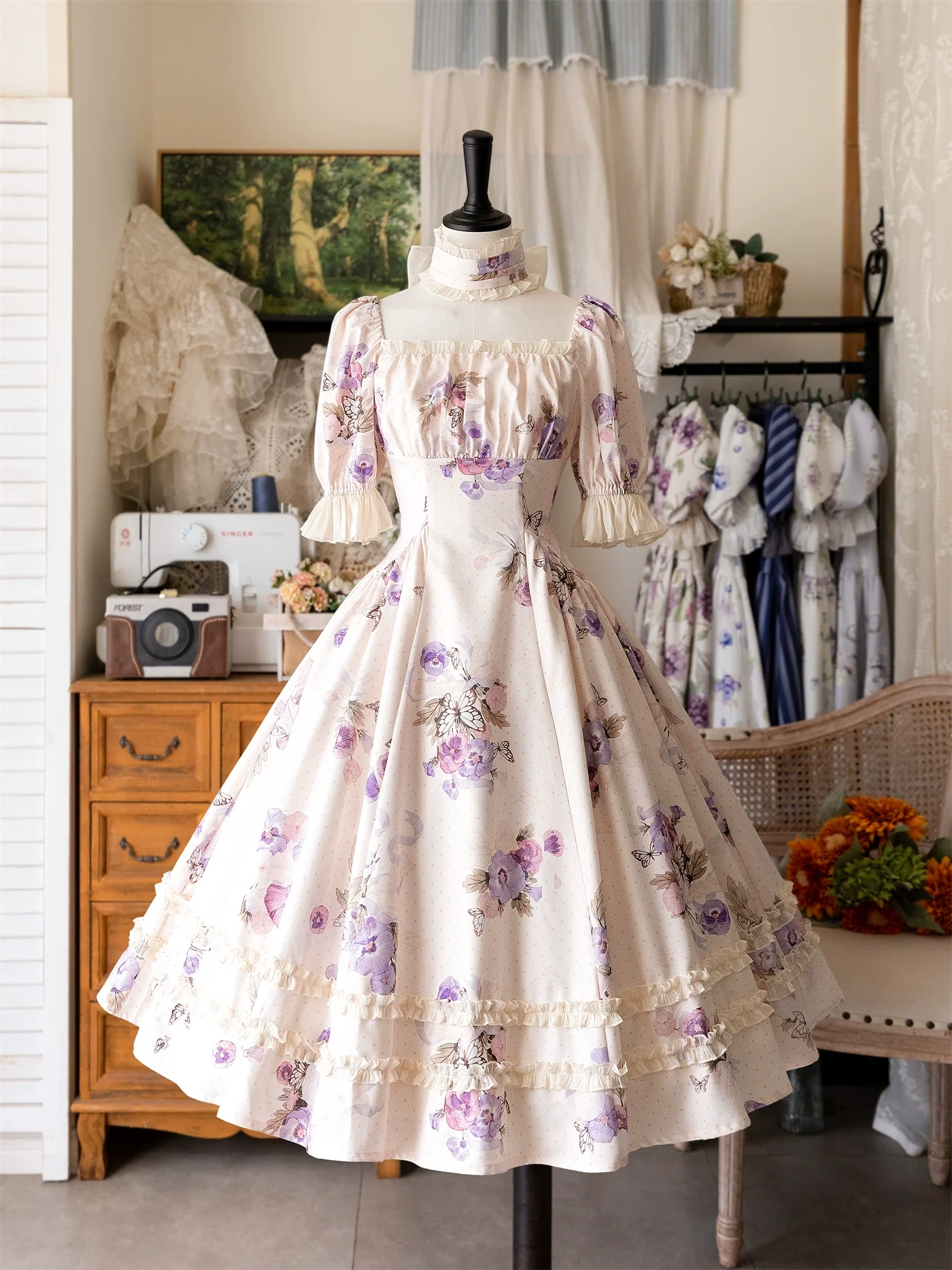 Forest Basket - Classic Lolita OP Dress Floral Print - Image 2