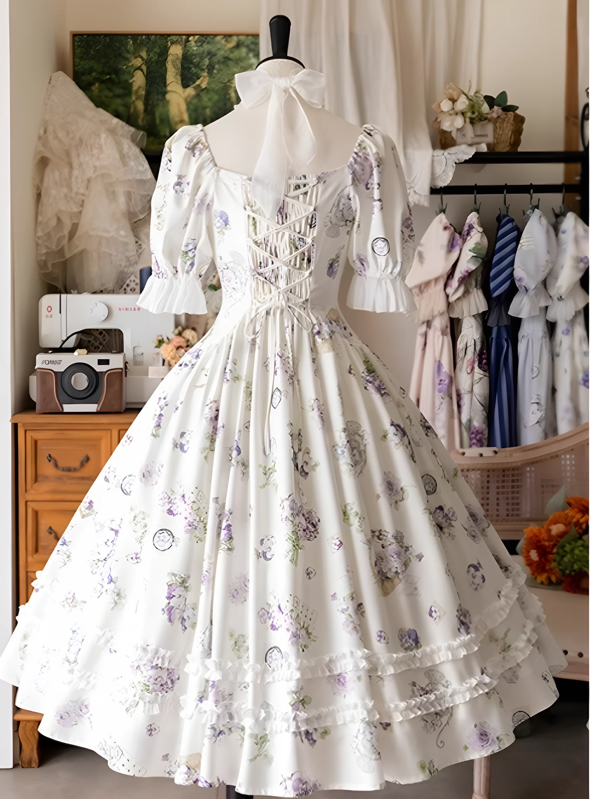 Forest Basket - Classic Lolita OP Dress Floral Print - Image 3
