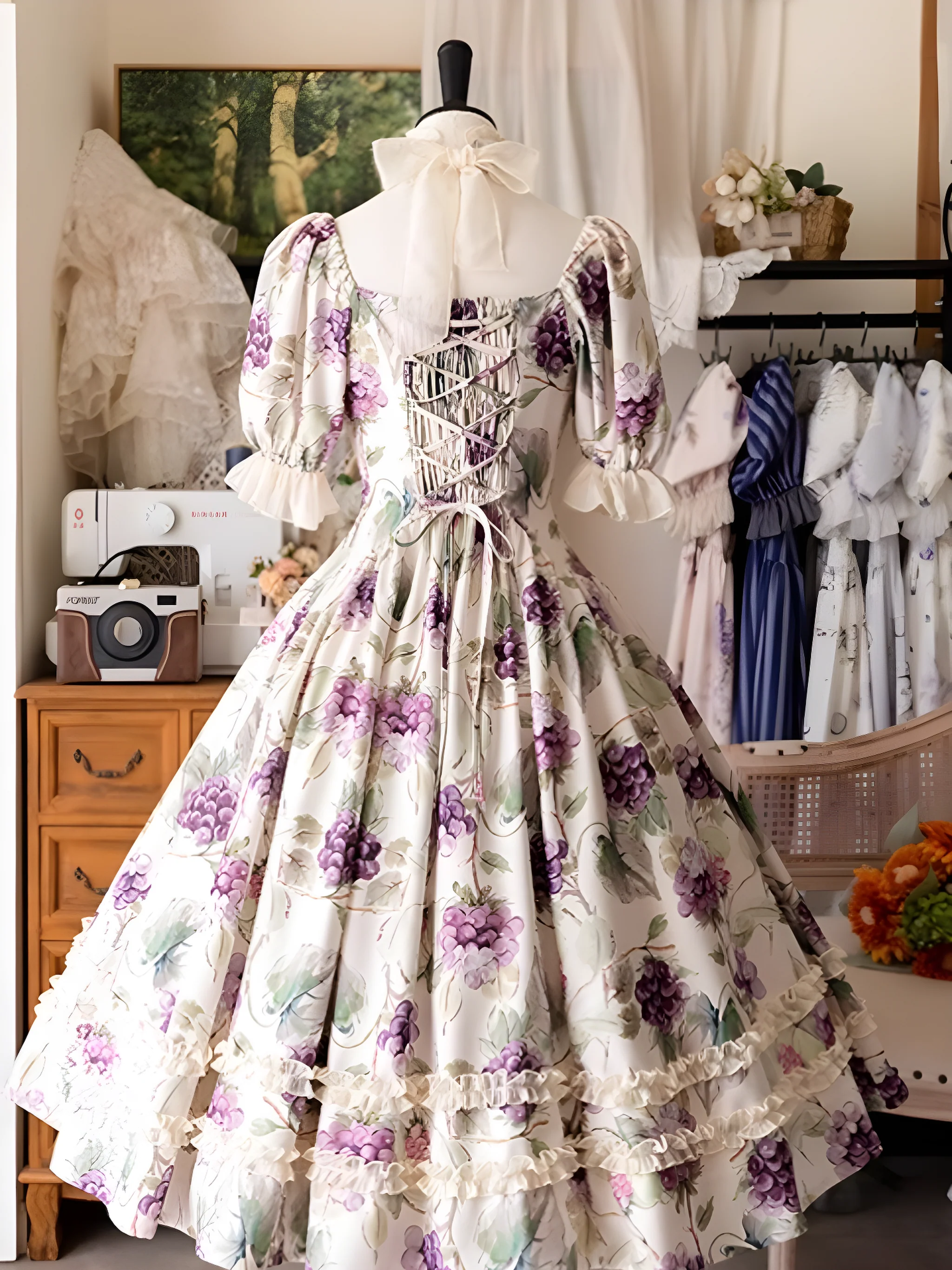 Forest Basket - Classic Lolita OP Dress Floral Print - Image 7