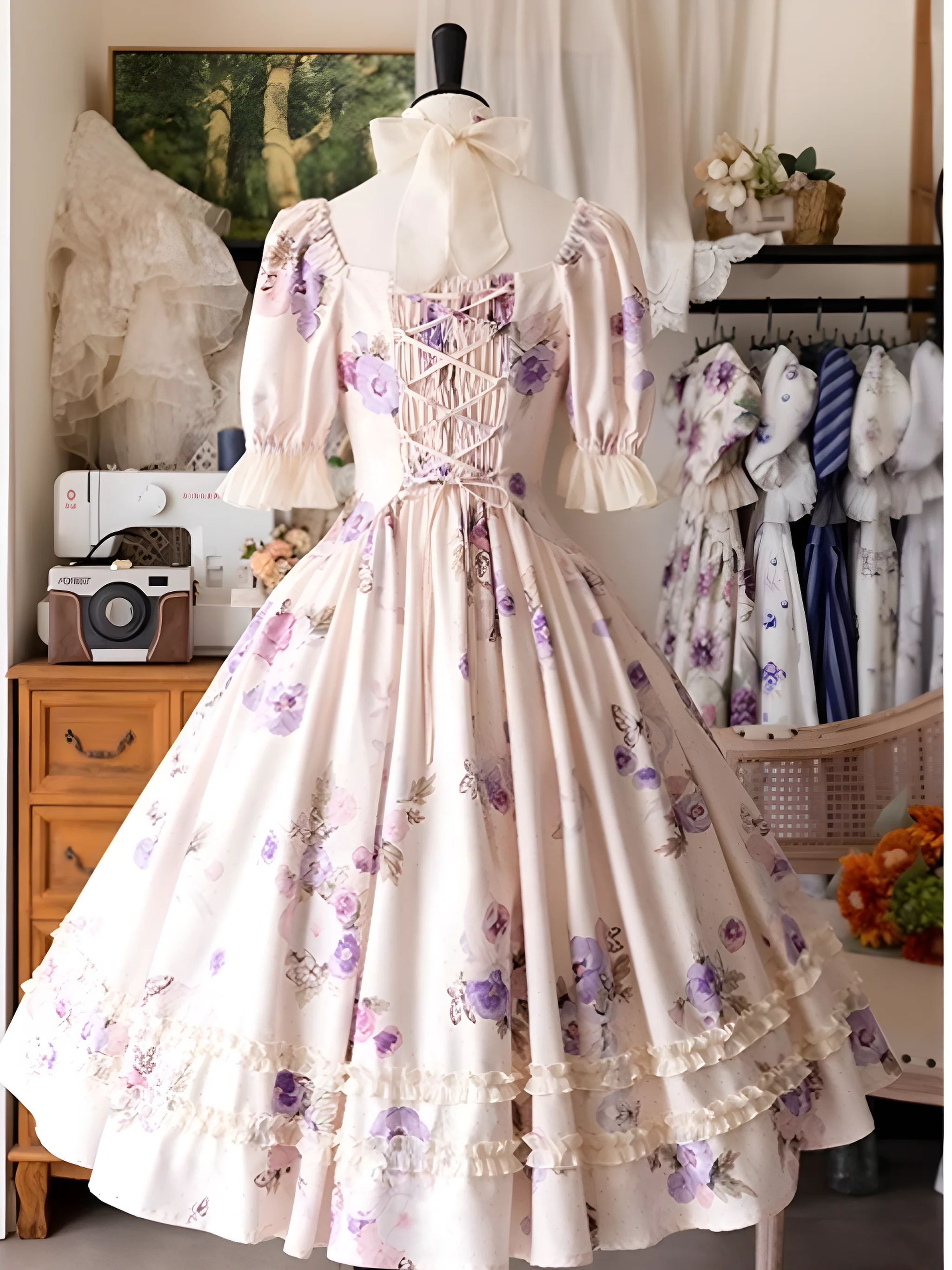 Forest Basket - Classic Lolita OP Dress Floral Print - Image 8