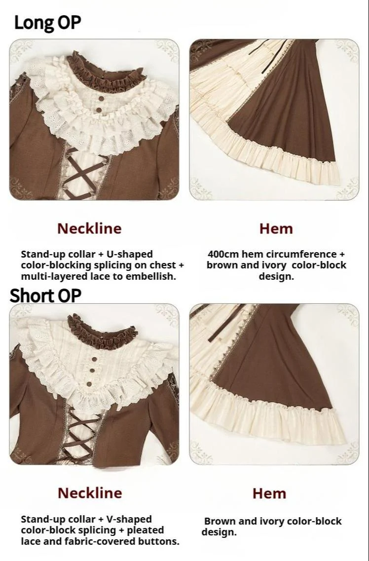 With PUJI - Walnut Box - Classic Lolita OP Dress Suit, Flared Sleeve - Image 26