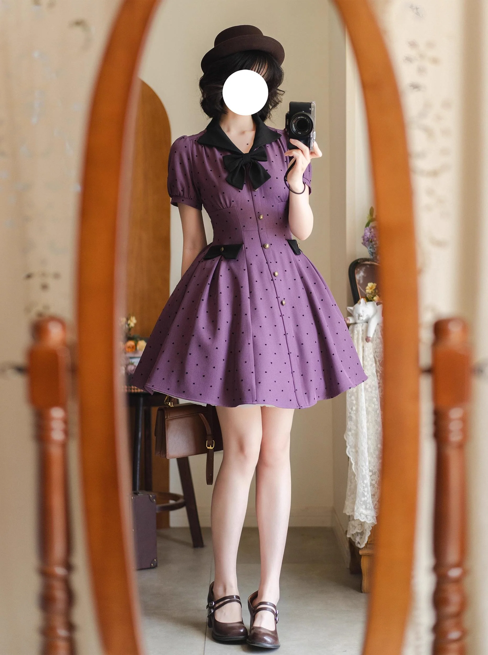 Forest Polka-Dot - Classic Lolita OP Dress With Polka Dots & Pockets - Image 2