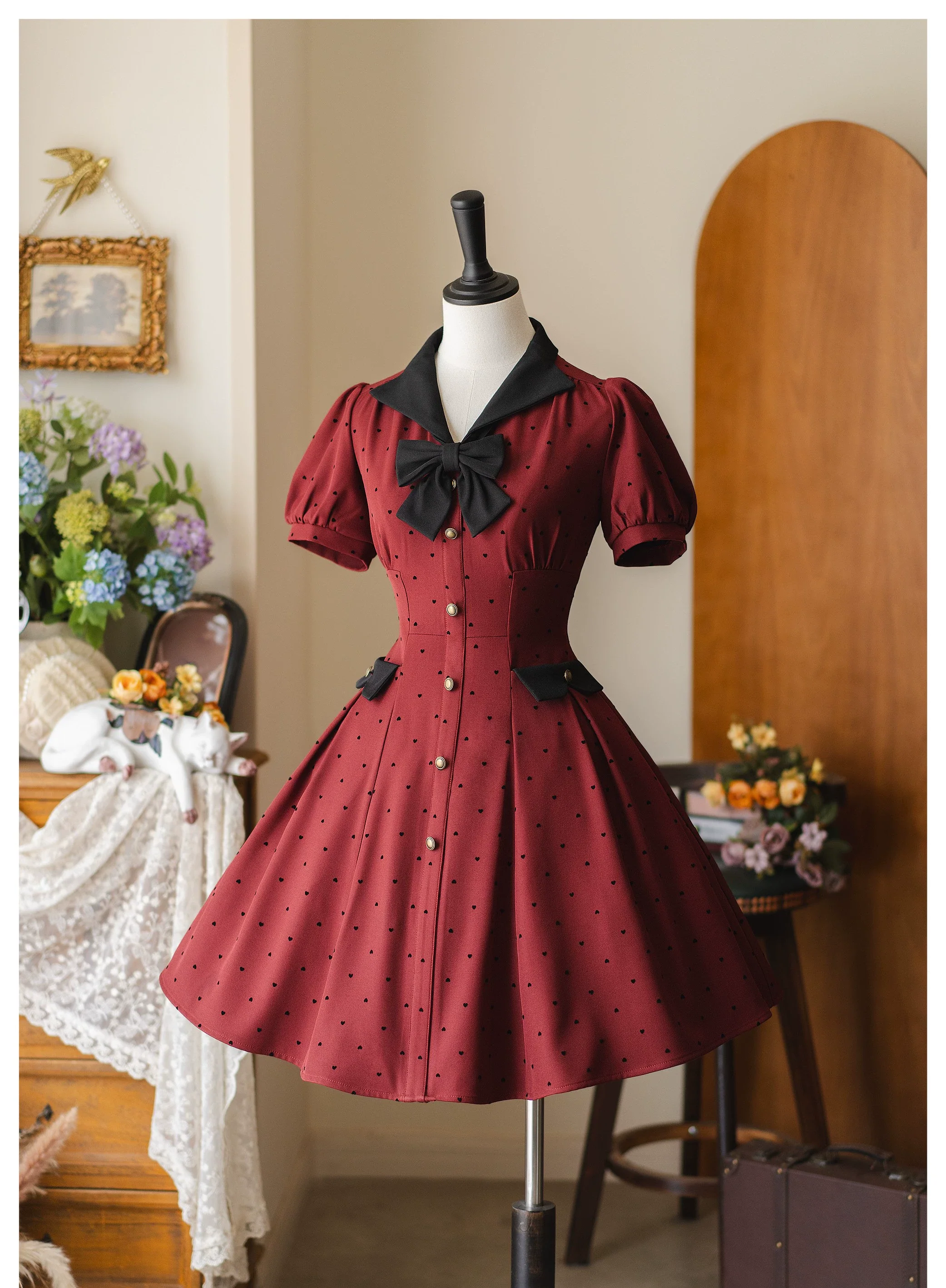 Forest Polka-Dot - Classic Lolita OP Dress With Polka Dots & Pockets - Image 4