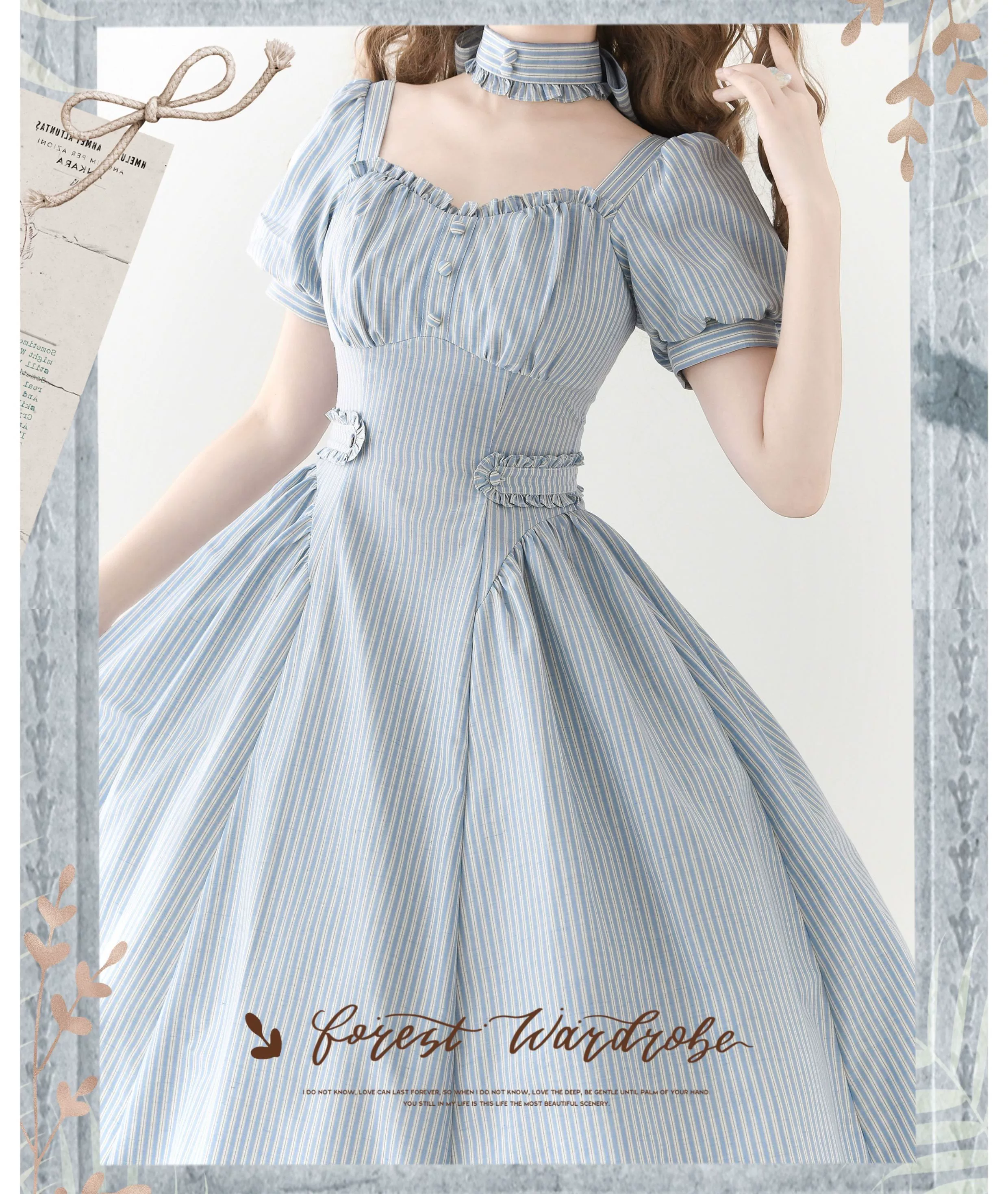 Chantilly Forest - Classic Lolita OP Dress With Square Neck & Underskirt - Image 11