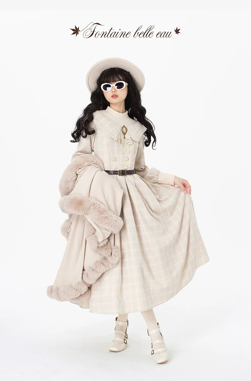 Maple Dan Bai Lu - Classic Lolita Plaid Dress Long Sleeved OP - Image 21