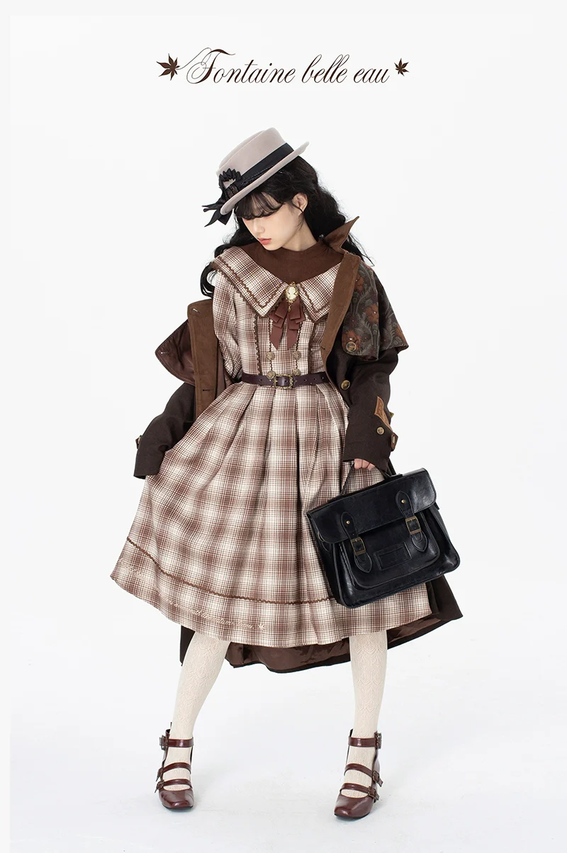 Maple Dan Bai Lu - Classic Lolita Plaid Dress Long Sleeved OP - Image 28