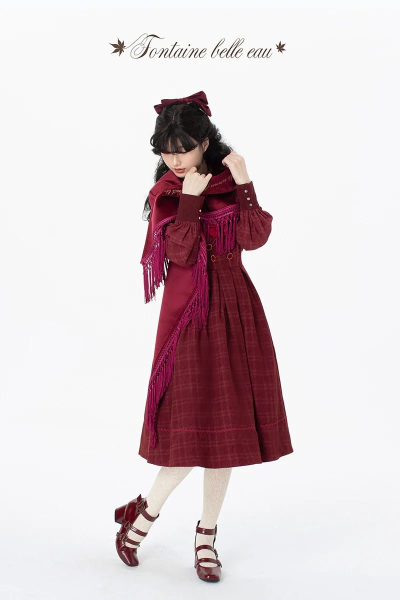 Maple Dan Bai Lu - Classic Lolita Plaid Dress Long Sleeved OP - Image 32