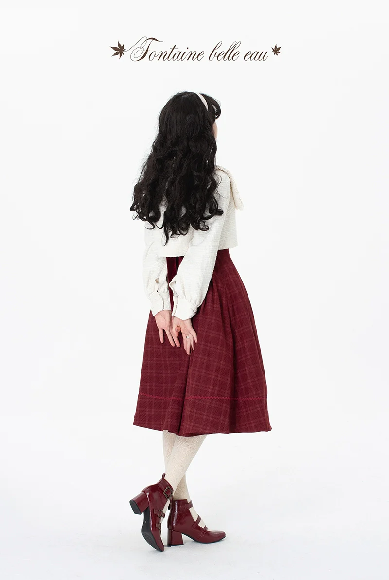 Maple Dan Bai Lu - Classic Lolita Plaid Dress Long Sleeved OP - Image 35