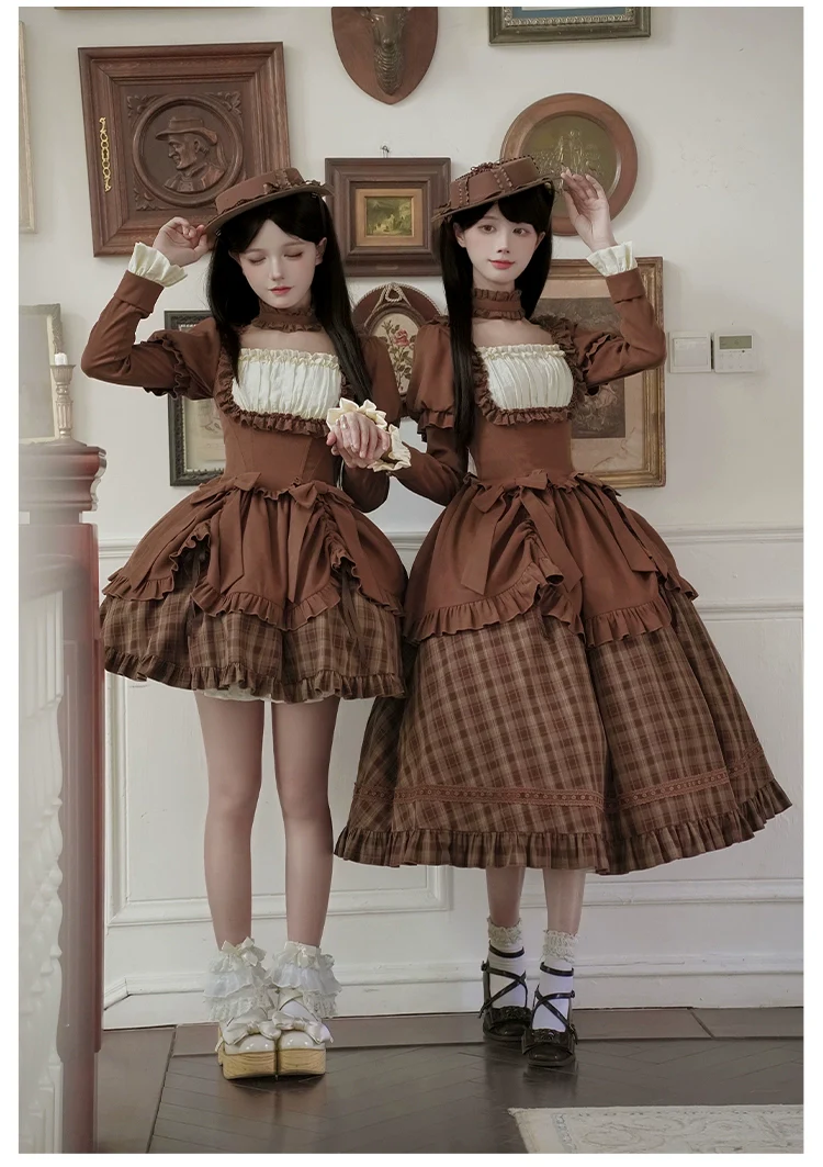 With PUJI - Oak Hymn - Classic Lolita Plaid OP Suit, Side Zipper - Image 10