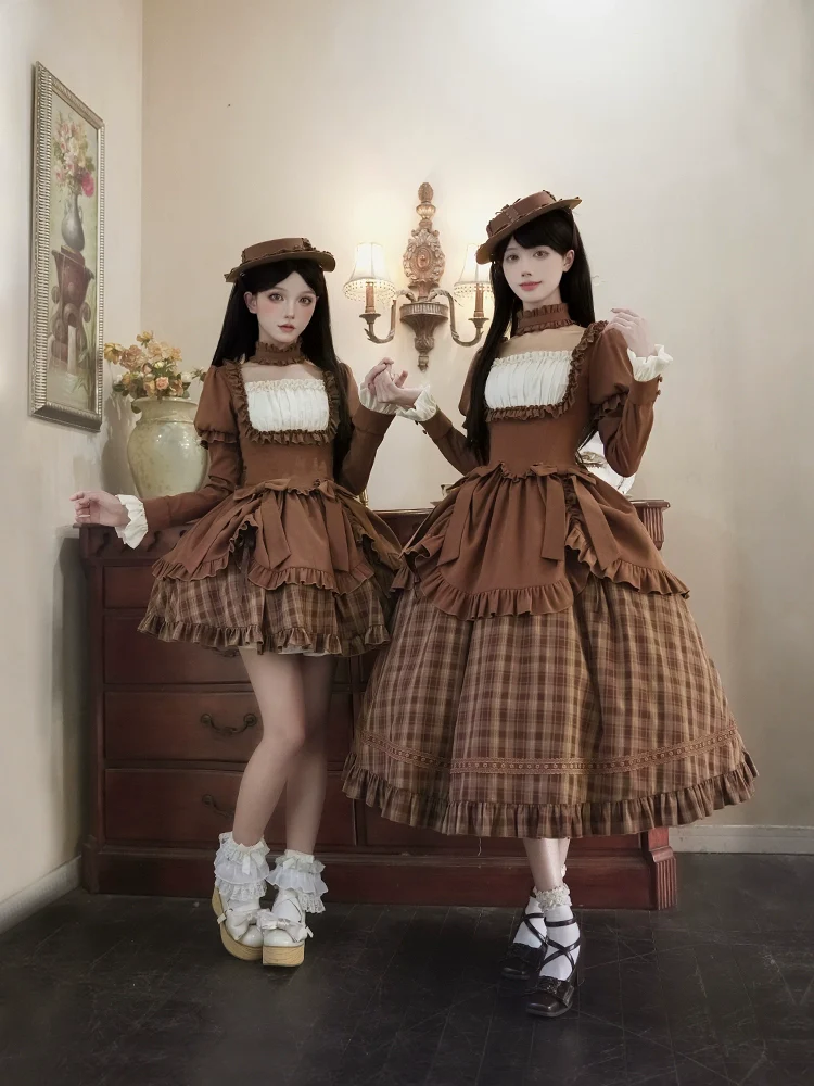 With PUJI - Oak Hymn - Classic Lolita Plaid OP Suit, Side Zipper - Image 2