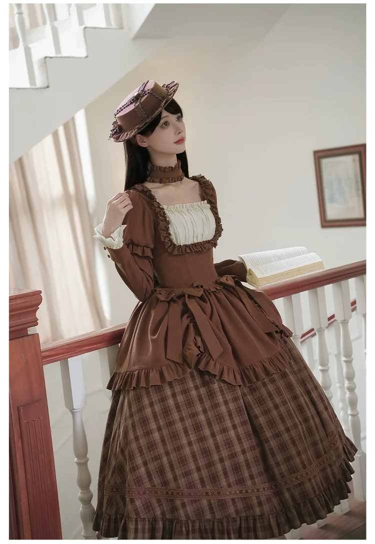 With PUJI - Oak Hymn - Classic Lolita Plaid OP Suit, Side Zipper - Image 20