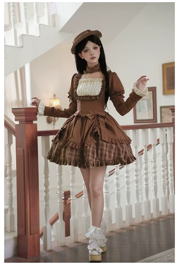 With PUJI - Oak Hymn - Classic Lolita Plaid OP Suit, Side Zipper - Image 21
