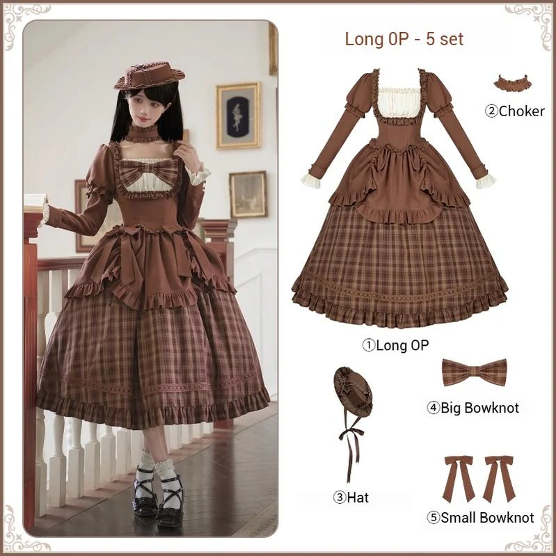 With PUJI - Oak Hymn - Classic Lolita Plaid OP Suit, Side Zipper - Image 25