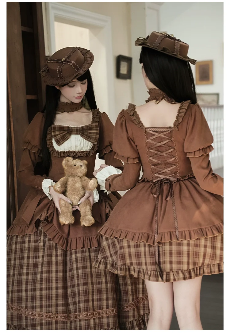 With PUJI - Oak Hymn - Classic Lolita Plaid OP Suit, Side Zipper - Image 3