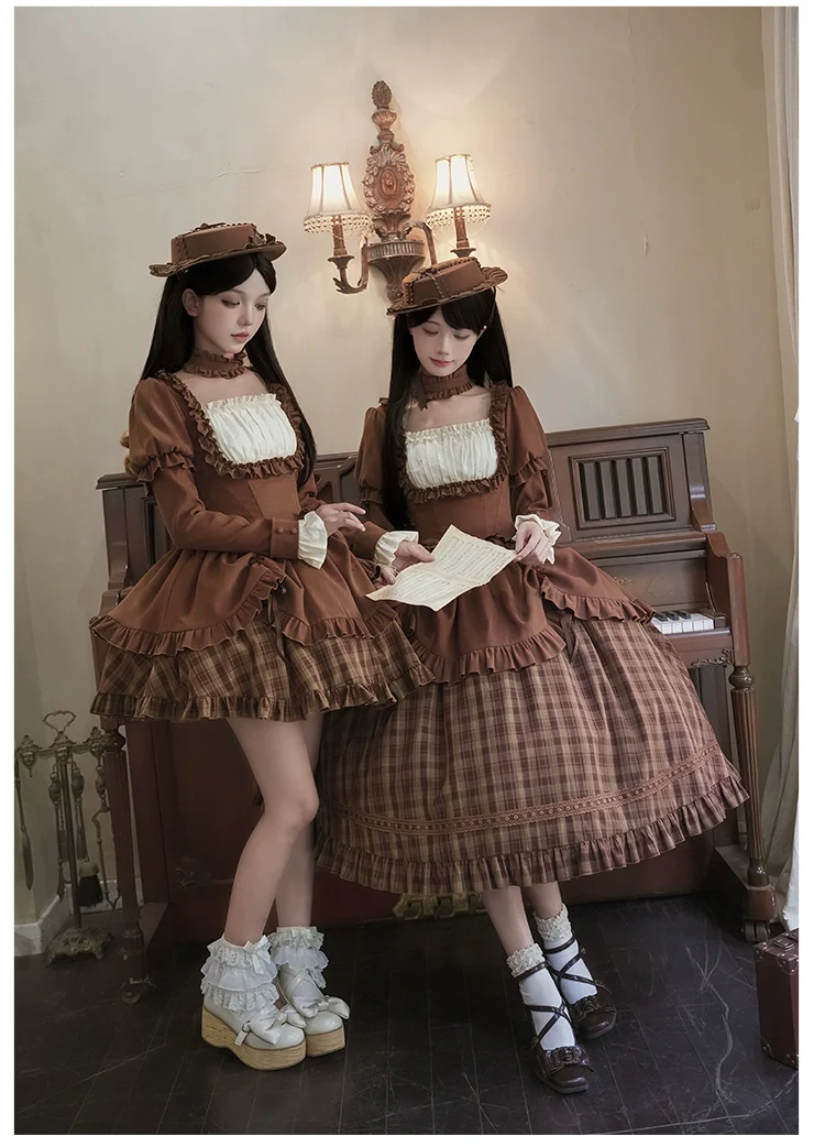 With PUJI - Oak Hymn - Classic Lolita Plaid OP Suit, Side Zipper - Image 6