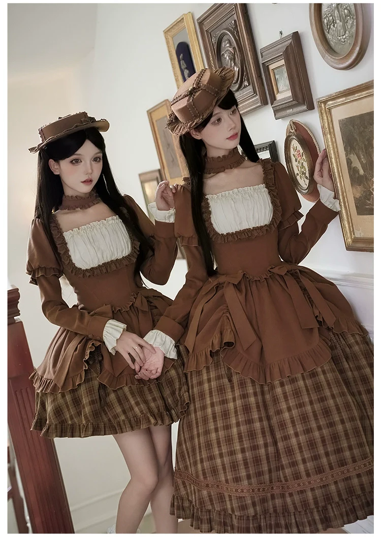 With PUJI - Oak Hymn - Classic Lolita Plaid OP Suit, Side Zipper - Image 8