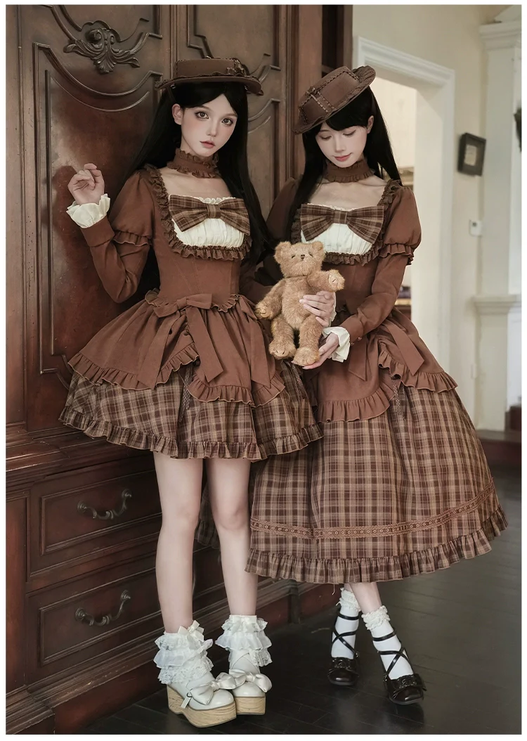 With PUJI - Oak Hymn - Classic Lolita Plaid OP Suit, Side Zipper - Image 9