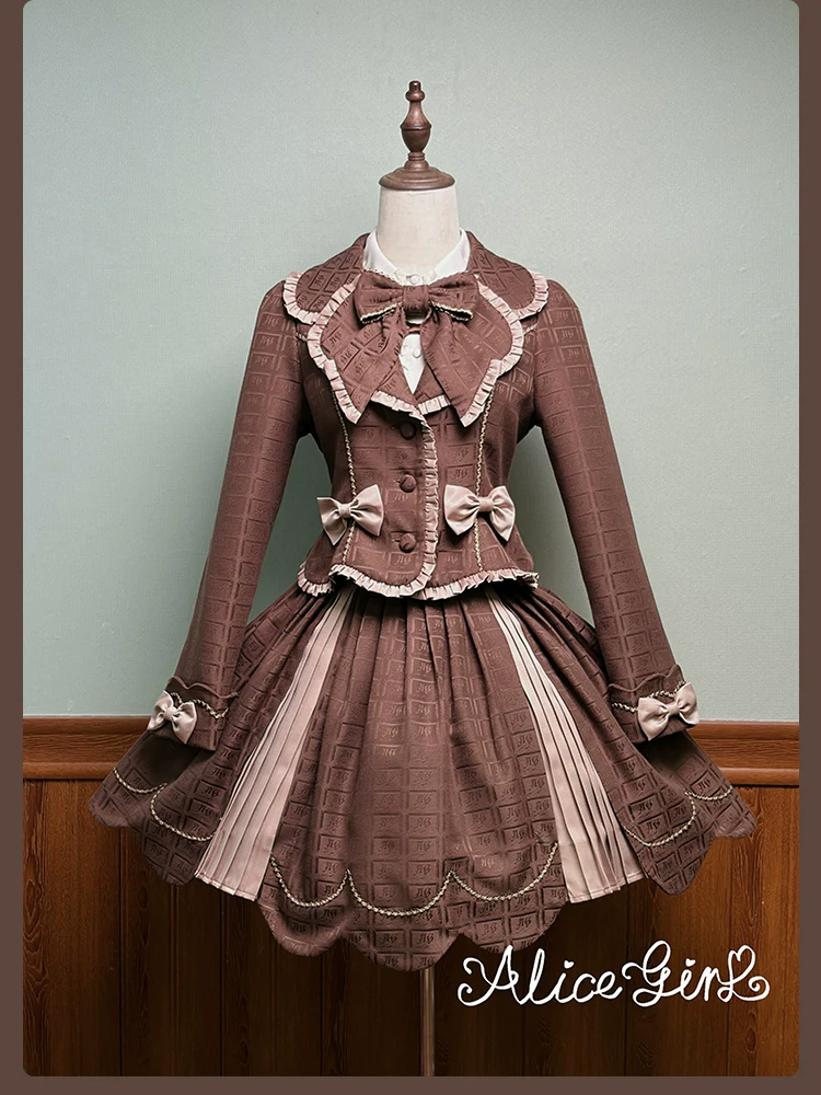 Bear Chocolate Slab - Classic Lolita Pleated JSK & SK Dress, Side Zipper - Image 21