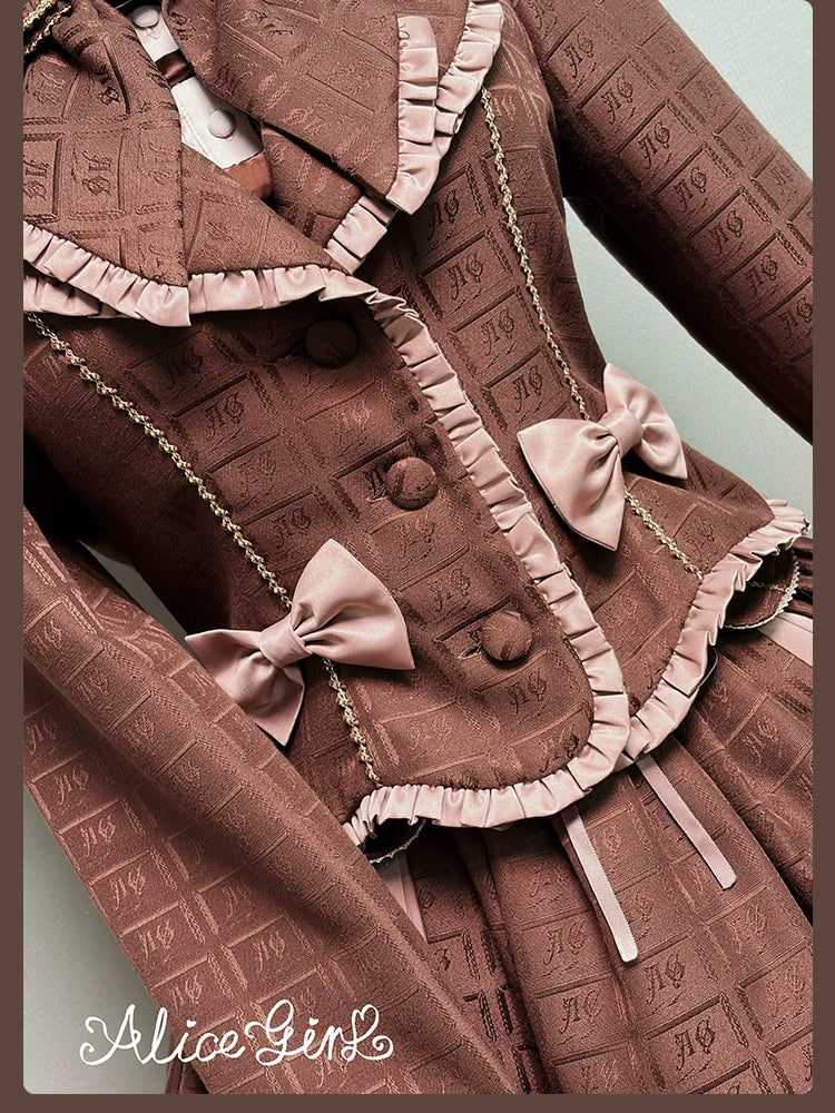 Bear Chocolate Slab - Classic Lolita Pleated JSK & SK Dress, Side Zipper - Image 31