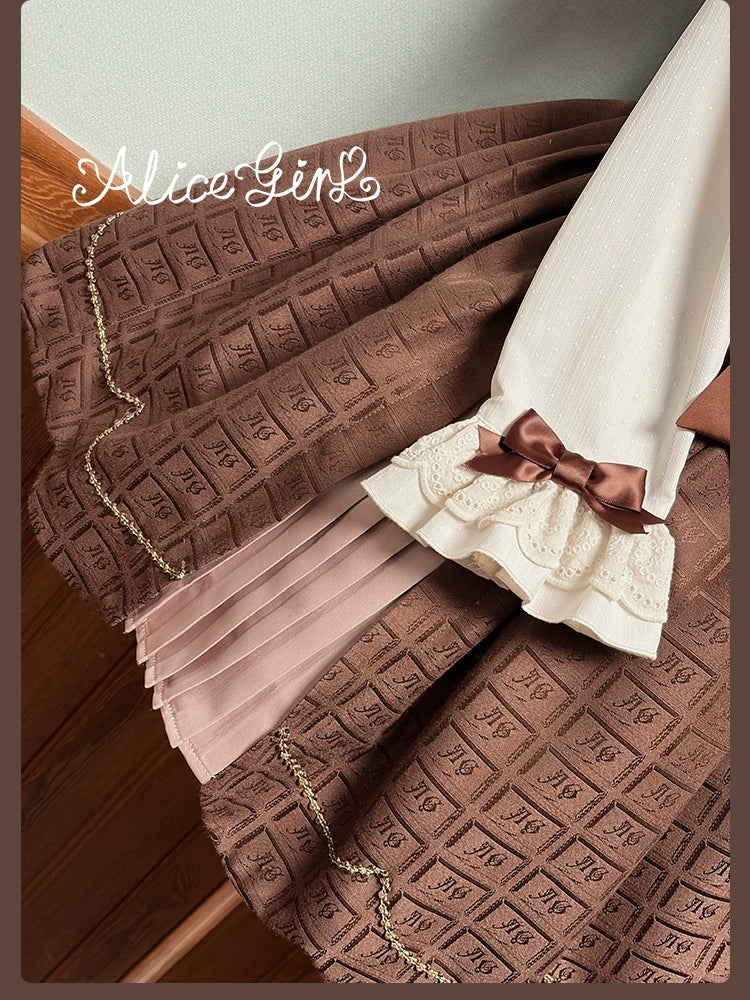 Bear Chocolate Slab - Classic Lolita Pleated JSK & SK Dress, Side Zipper - Image 37