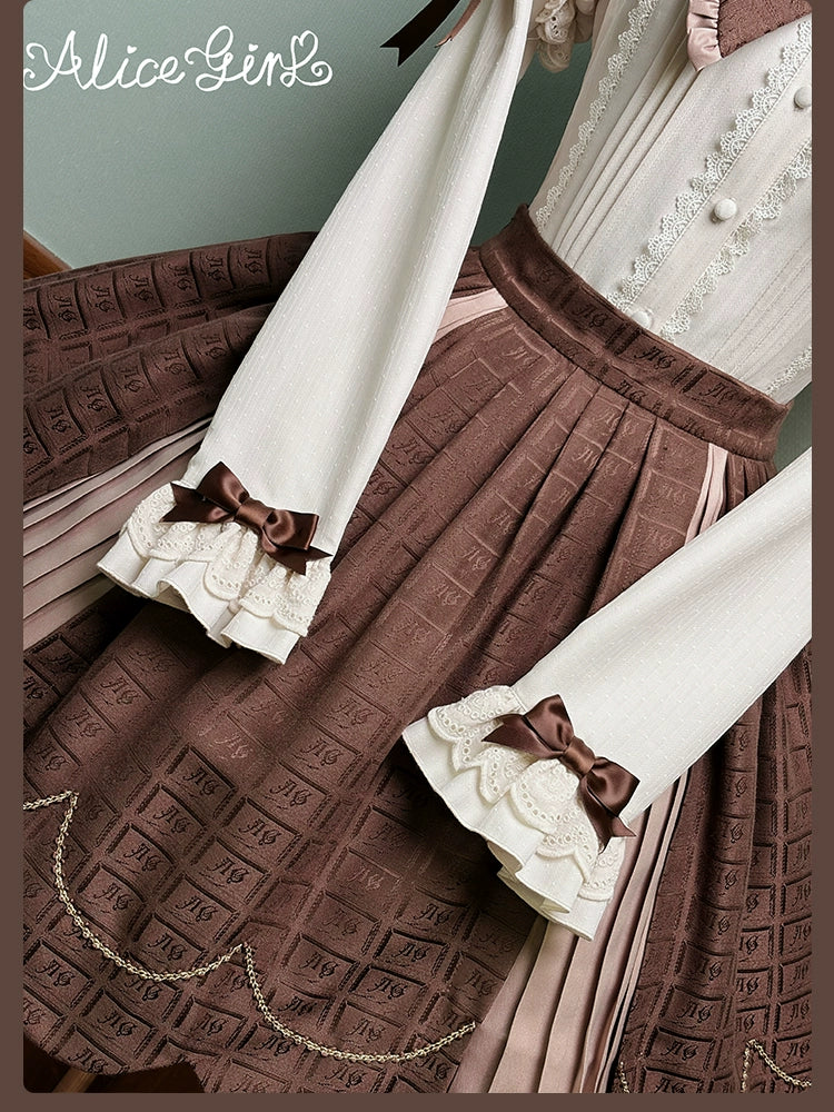 Bear Chocolate Slab - Classic Lolita Pleated JSK & SK Dress, Side Zipper - Image 38
