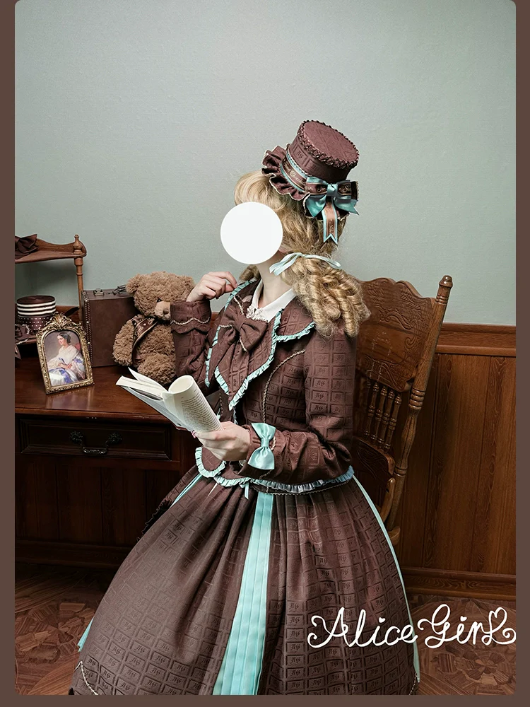 Bear Chocolate Slab - Classic Lolita Pleated JSK & SK Dress, Side Zipper - Image 61