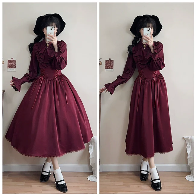 Astris - Classic Lolita SK Double-sided Wearing Fishbone Skirt - Image 14