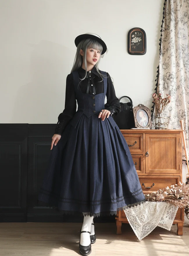 Griffin's Promise - Classic Lolita Skirt Striped Plaid Elegant SK - Image 14