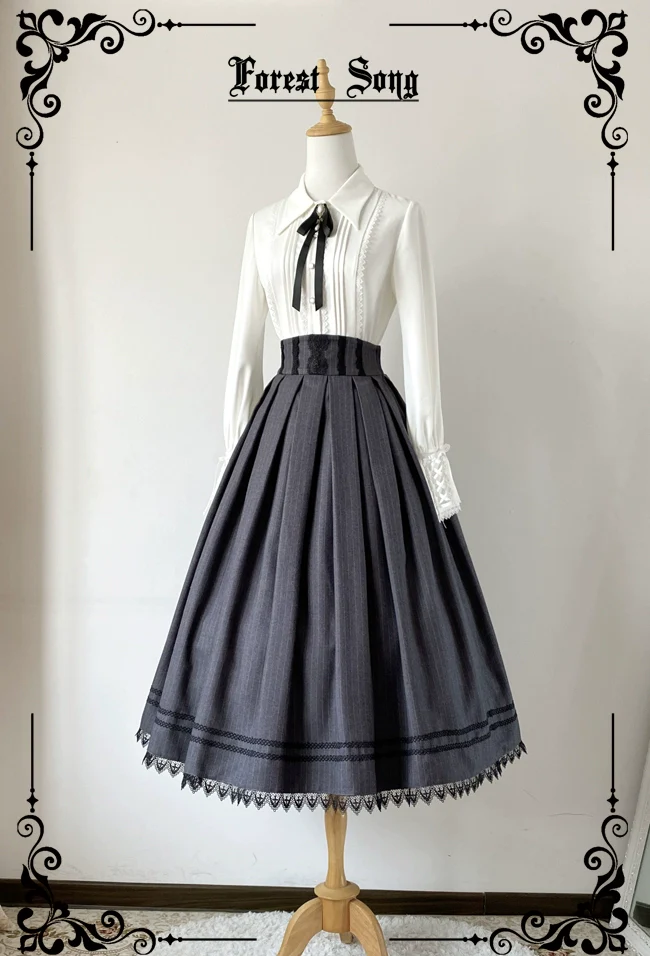 Griffin's Promise - Classic Lolita Skirt Striped Plaid Elegant SK - Image 20