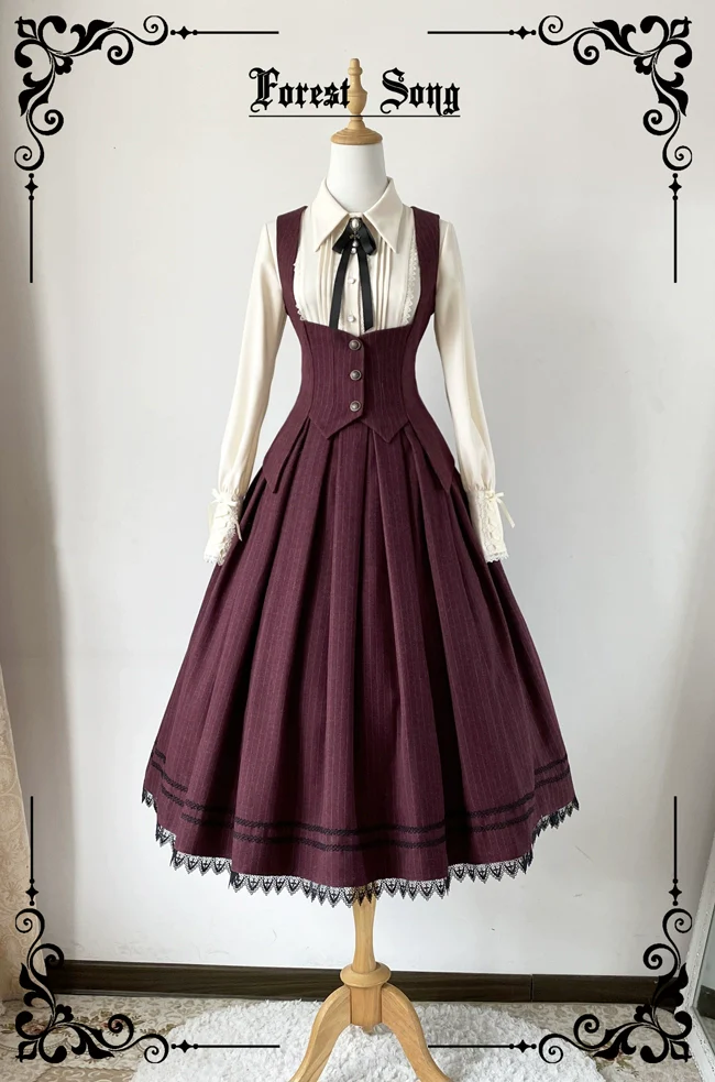 Griffin's Promise - Classic Lolita Skirt Striped Plaid Elegant SK - Image 21
