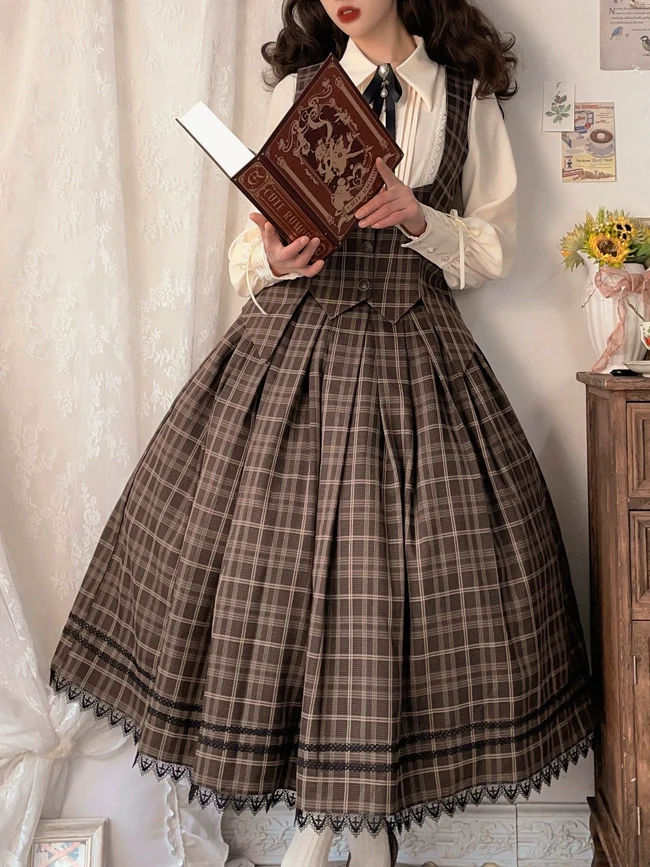 Griffin's Promise - Classic Lolita Skirt Striped Plaid Elegant SK - Image 7