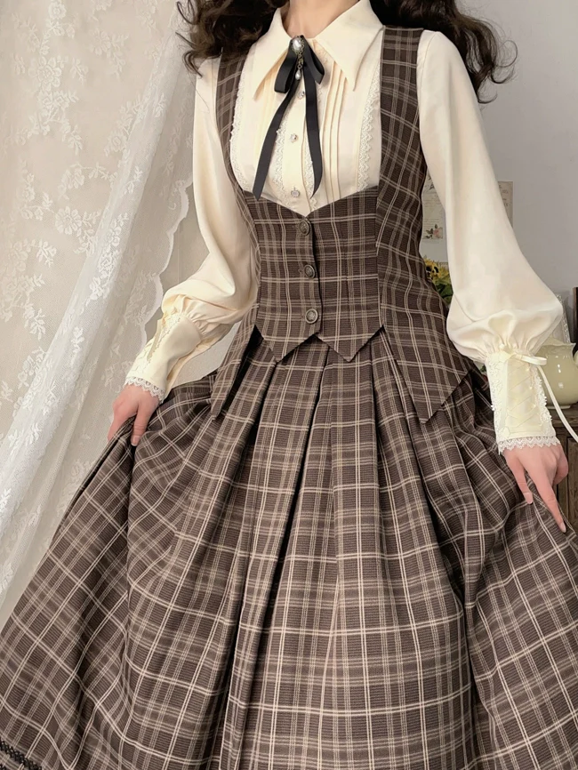 Griffin's Promise - Classic Lolita Skirt Striped Plaid Elegant SK - Image 9