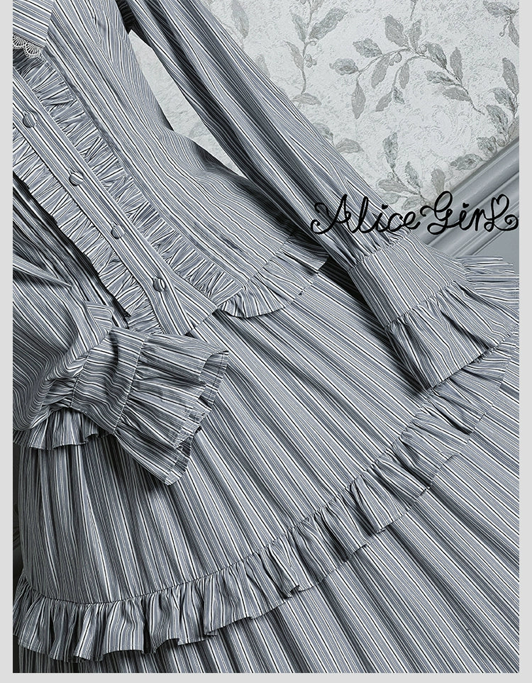 Alice Girl - Duke of Victoria - Classic Lolita Striped Blouse - Image 16