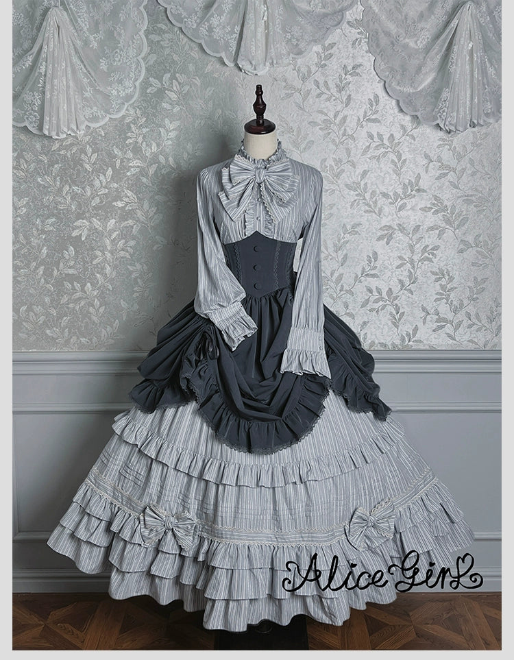 Alice Girl - Duke of Victoria - Classic Lolita Striped Blouse - Image 22