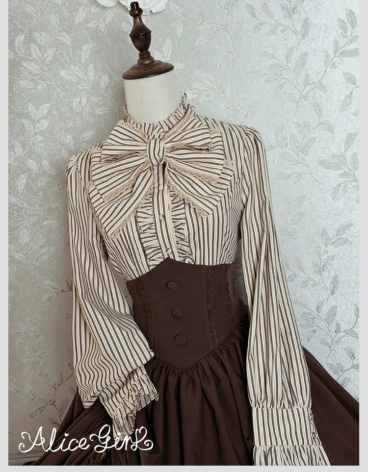 Alice Girl - Duke of Victoria - Classic Lolita Striped Blouse - Image 33