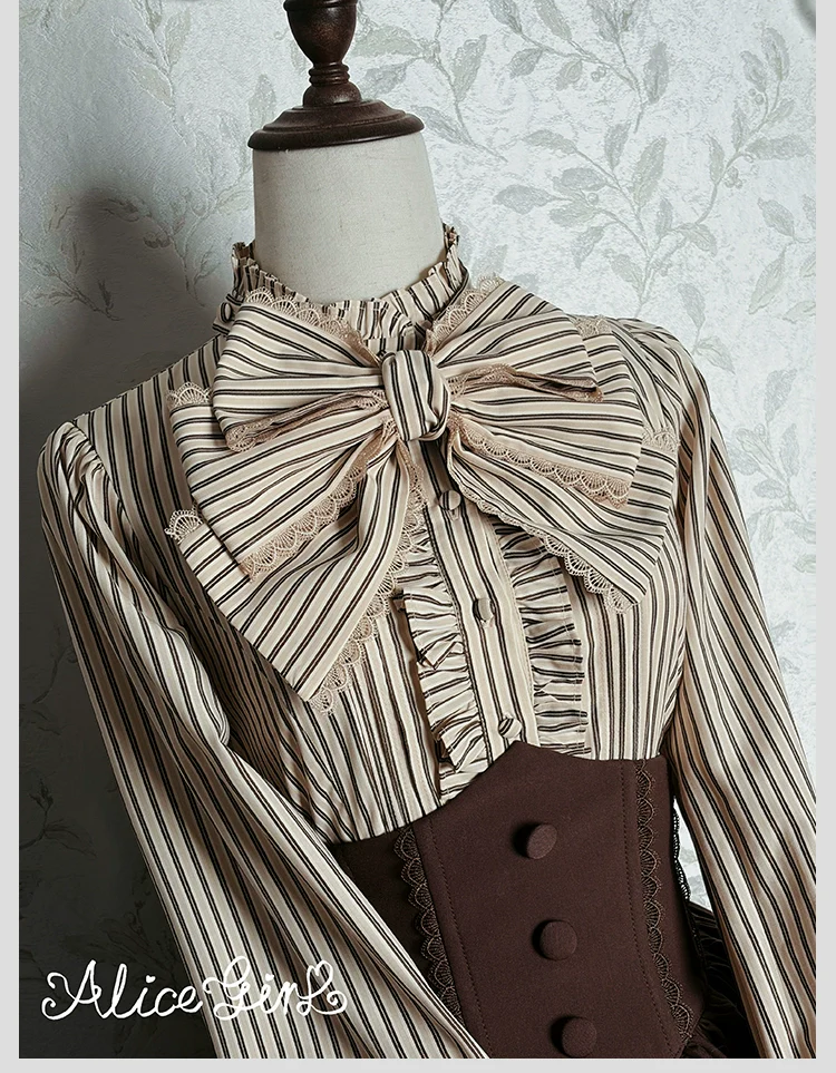Alice Girl - Duke of Victoria - Classic Lolita Striped Blouse - Image 36