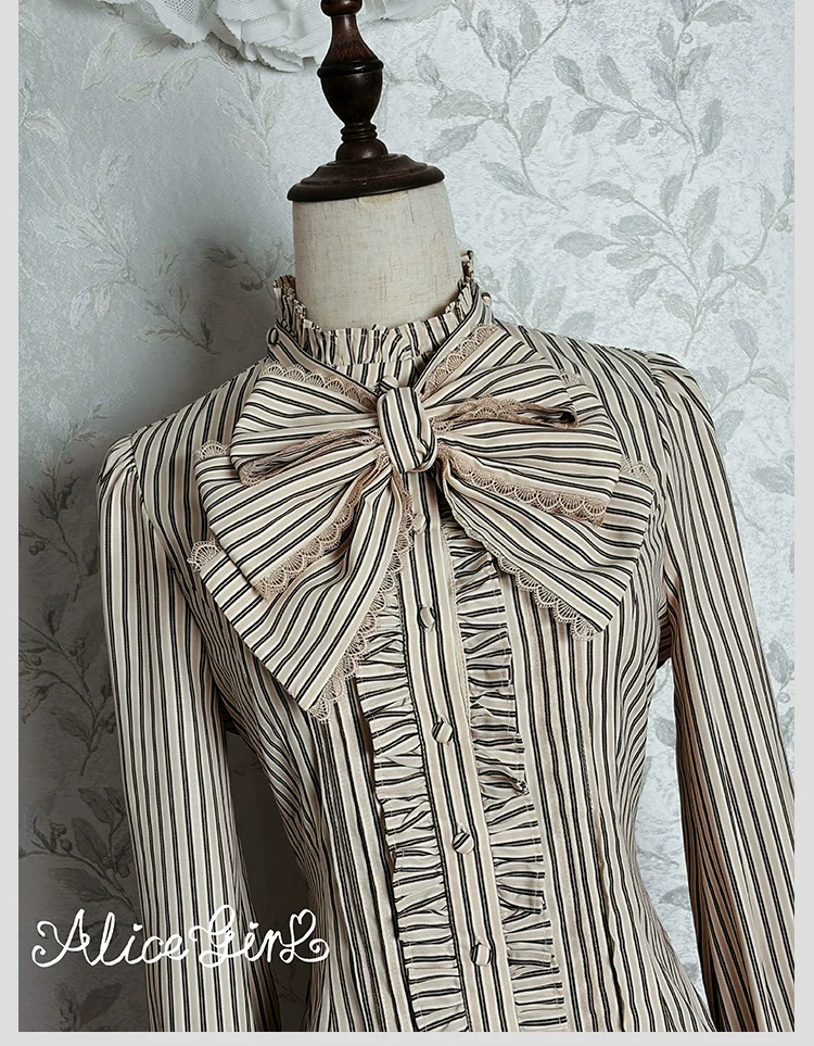Alice Girl - Duke of Victoria - Classic Lolita Striped Blouse - Image 38