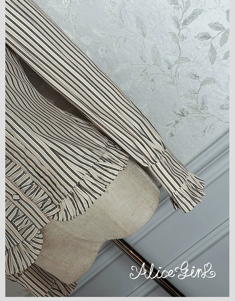 Alice Girl - Duke of Victoria - Classic Lolita Striped Blouse - Image 40