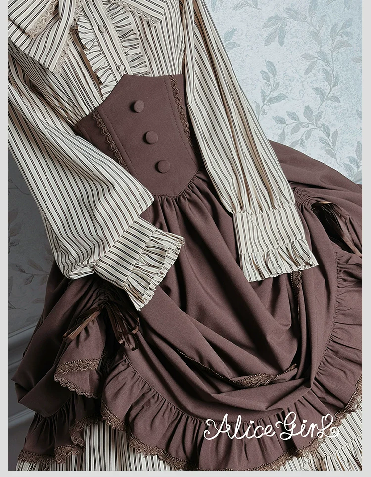 Alice Girl - Duke of Victoria - Classic Lolita Striped Blouse - Image 41