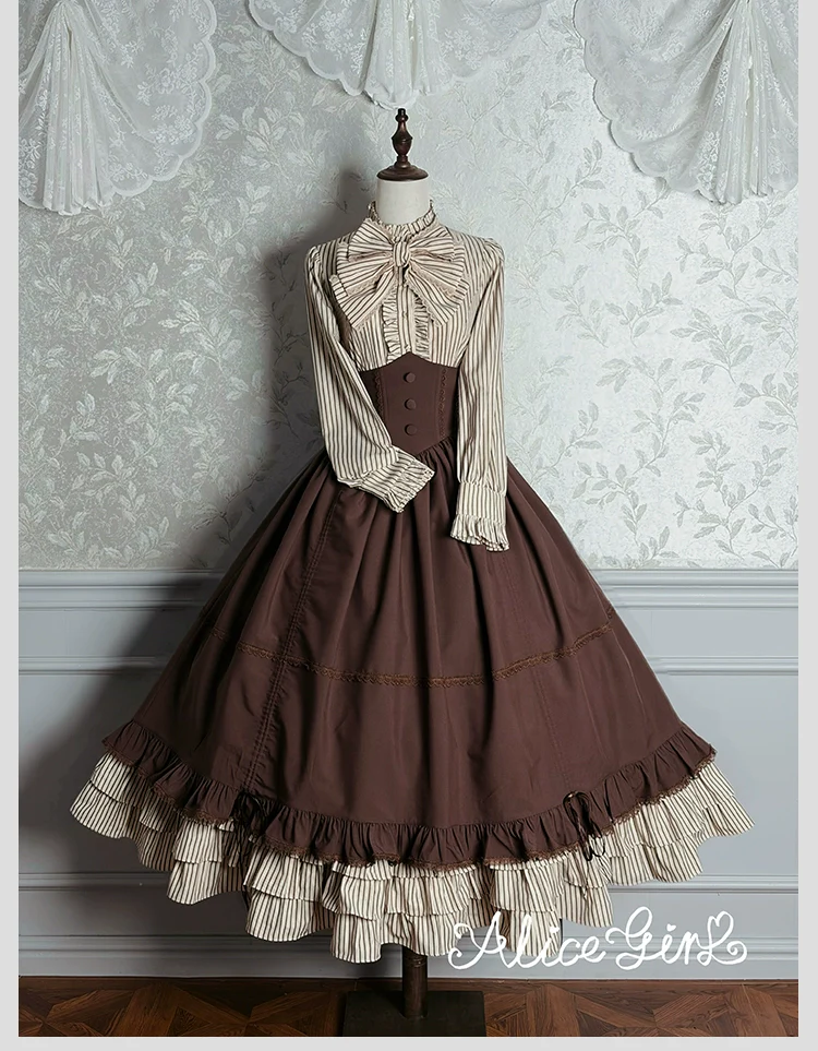 Alice Girl - Duke of Victoria - Classic Lolita Striped Blouse - Image 42