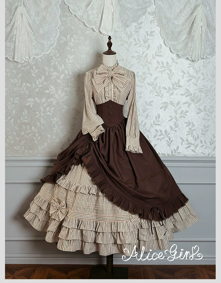 Alice Girl - Duke of Victoria - Classic Lolita Striped Blouse - Image 43