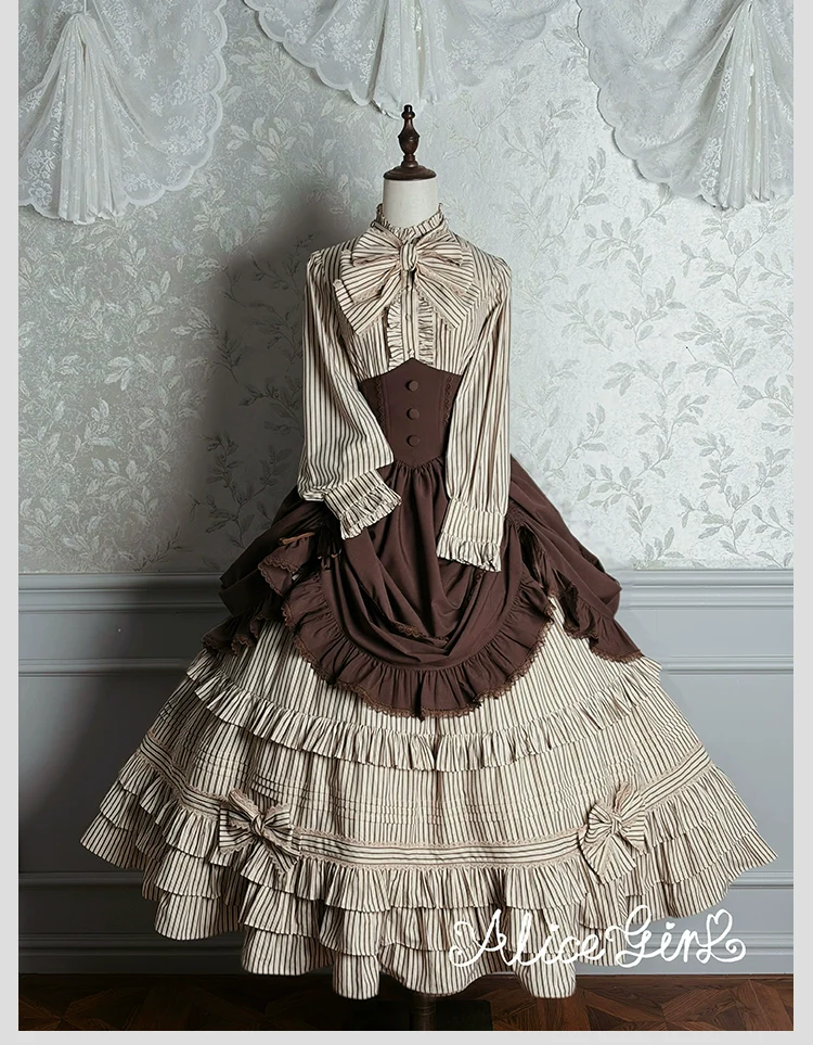 Alice Girl - Duke of Victoria - Classic Lolita Striped Blouse - Image 44