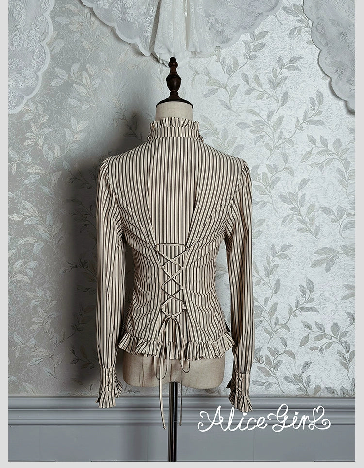 Alice Girl - Duke of Victoria - Classic Lolita Striped Blouse - Image 5